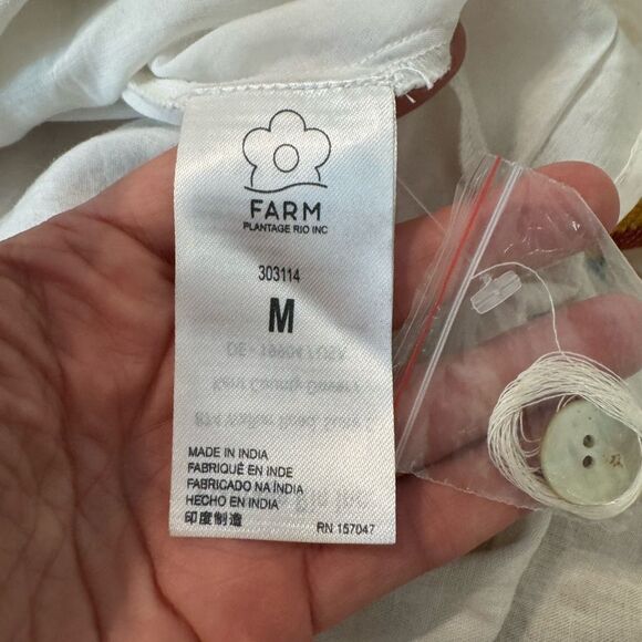 NWT Farm Rio White Linen Blend Mixed Cross Stitch Flowers Midi Dress M - Picture 14 of 16